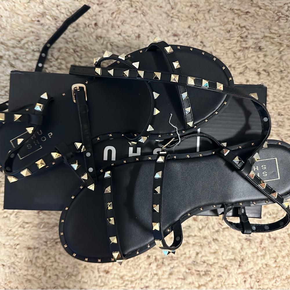 Vici Black Studded Sandals